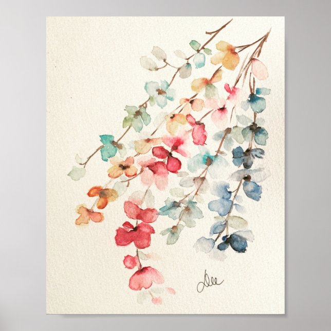 Poster de Canvas de  Premium em Cascata Floral (8x (Frente)
