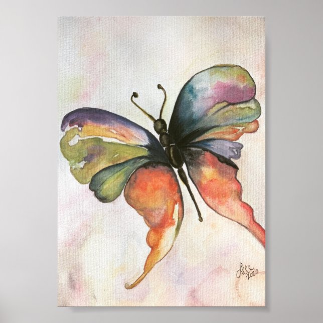 Poster de Canvas Premium da Borboleta Arco-Íris (5 (Frente)