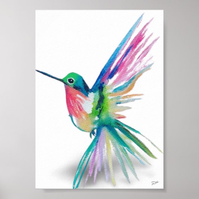 Poster de Canvas Premium do Arco-Íris Hummingbird  (Frente)