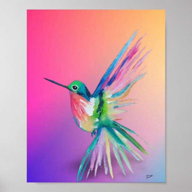 Poster de Canvas Rainbow Hummingbird Premium (8x10 (Frente)
