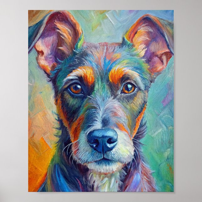 Poster de Cão de Pintura de Aquarela (Frente)