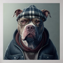 Poster de Cão Hipster Americano