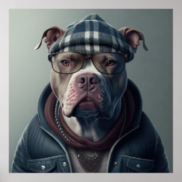 Poster de Cão Hipster Americano