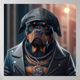 Poster de Cão Hipster Rottweiler