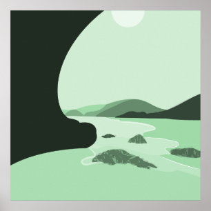 Poster de Capa de Saída de Praia Digital Turquois