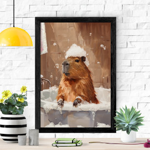 Poster de Capivara Fofa em Banho de Espuma