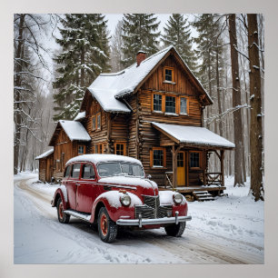 Poster de Carro Antiquado Inverno