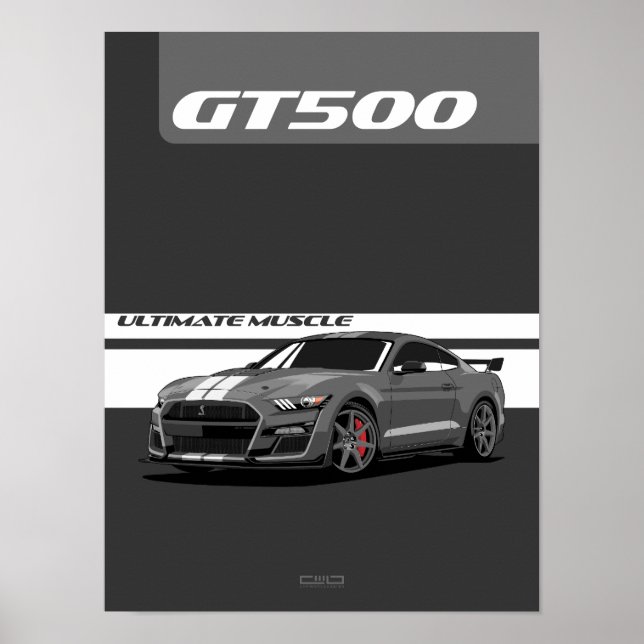 POSTER de Carro Muscular GT500 - Cinzas (Frente)