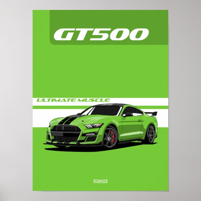 POSTER de Carro Muscular GT500 - Verde (Frente)