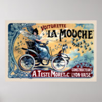 Poster de Carro vintage engraçado Voiturette La Mo