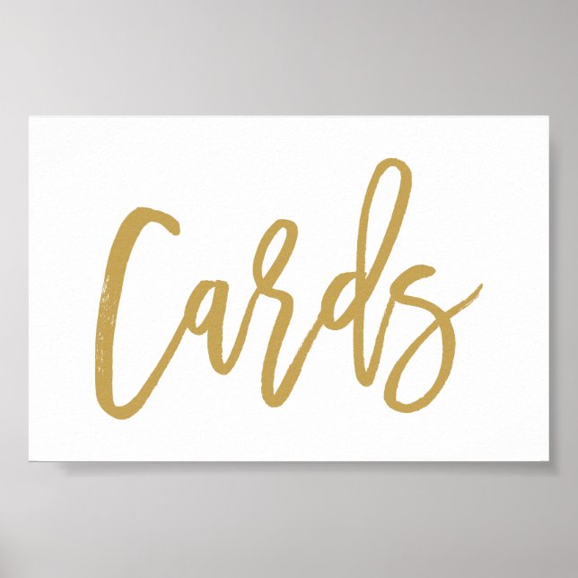 Poster de Cartões de Casamento Dourados com Letra  (Frente)