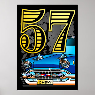 Poster de Cartoon Chevy Car Grande '57