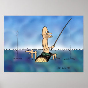Poster de Cartoon de Pesca no Dia Estranho