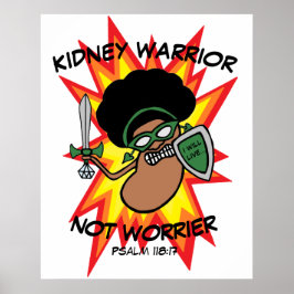 Poster de Cartoon do Guerreiro de Rins Desenhado à