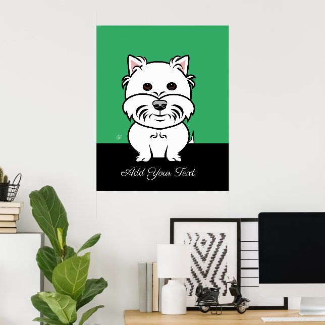 Poster de Cartoons de Cão de Terrier Branco da Hig (Escritório em casa)