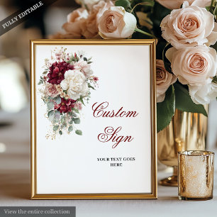 Poster de Casamento Branco da Luxe Boho Burgundy