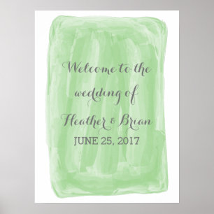 Poster de Casamento de Aquarela Verde