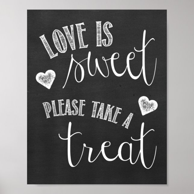 Poster de Casamento de Chalkboard de Mesa de deser (Frente)