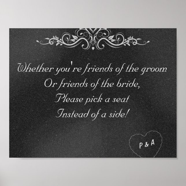 Poster de Casamento de Chalkboard Editável (Frente)