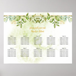 Poster de Casamento de Cristais Dourados e Verde B