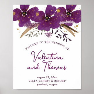 Poster de Casamento de Flores Violetas Violetas En