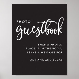 Poster de Casamento de Guestbook com Foto em Scrip