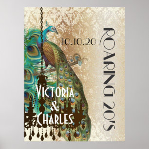 Poster de Casamento de Peacock Roaring 20
