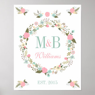 Poster de casamento do Monograma impressão de Boho