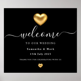 Poster de Casamento Dourado Moderno Simples