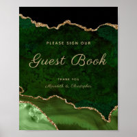 Poster de Casamento Dourado Verde