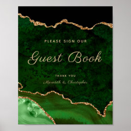 Poster de Casamento Dourado Verde