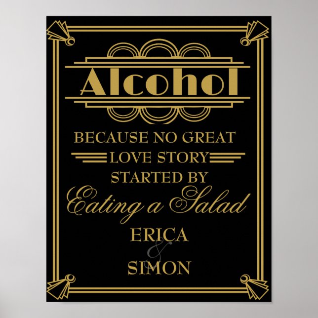 Poster de casamento estilo Art Deco Gastby (Frente)