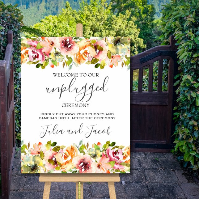 Poster de Casamento Floral de Aquarela do Jardim d (Summer Garden Watercolor Floral Wedding Poster)