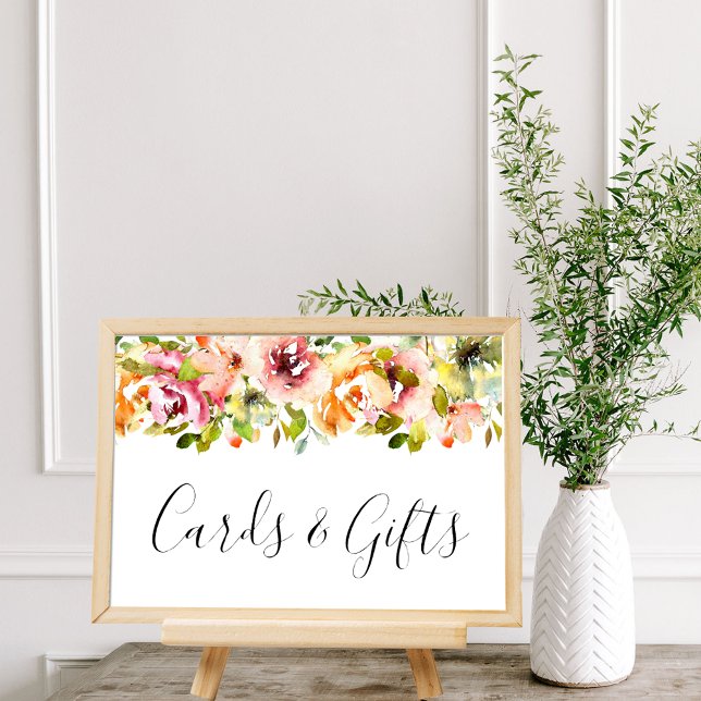 Poster de Casamento Floral de Aquarela do Jardim d (Summer Garden Watercolor Floral Wedding Poster)