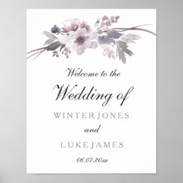 Poster de Casamento Floral de Inverno com Cinza de
