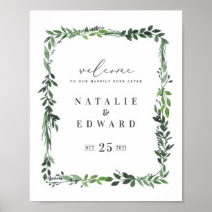 poster de casamento geométrico com cores aquáticas