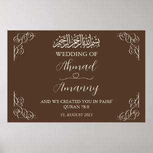 Poster de Casamento Islâmico Clássico Marrom