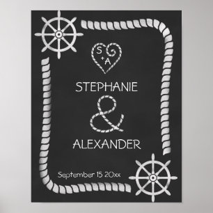 Poster de Casamento Náutico de Chalkboard