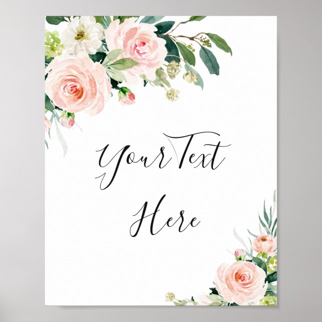 Poster de Casamento Personalizado de Flores Rosa E (Frente)