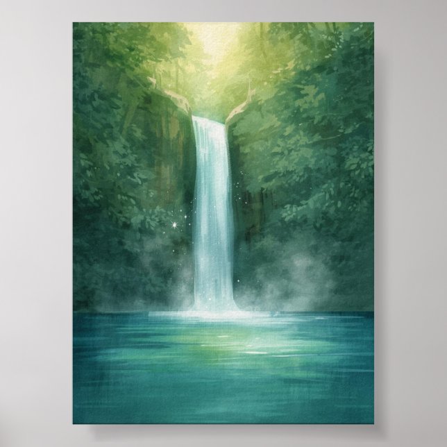Poster de cascata de floresta encantada (Frente)