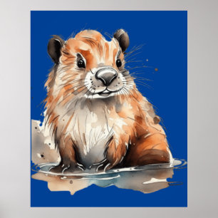 poster de castor bonito