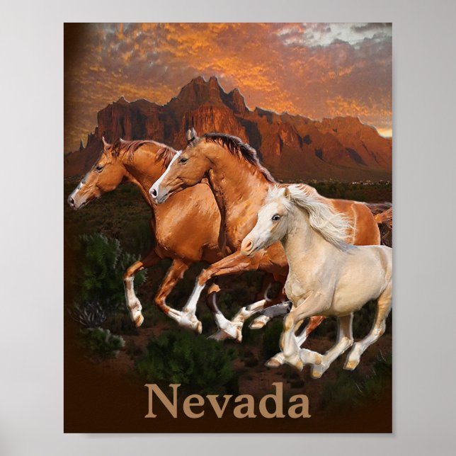 Poster de Cavalos Selvagens de Nevada (Frente)