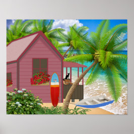 Poster de cena de praia tropical