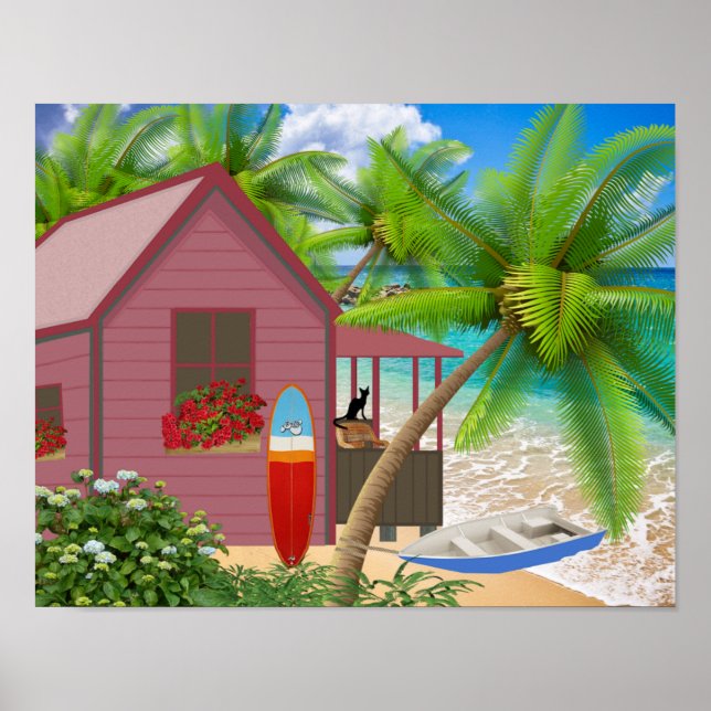 Poster de cena de praia tropical (Frente)