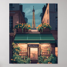 Poster de cena do Café de Paris - Vetor Flat Encan