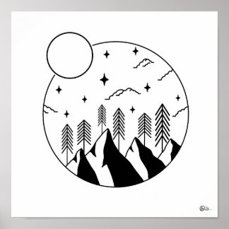 Poster de cenário de arte de linha