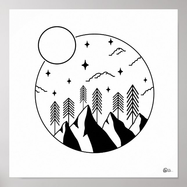 Poster de cenário de arte de linha (Frente)