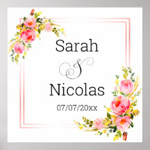 poster de chá de casamento de parede de personaliz