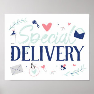 Poster de Chá de fraldas de entrega especial