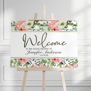 Poster de Chá de panela Floral de Eggshell e Blush